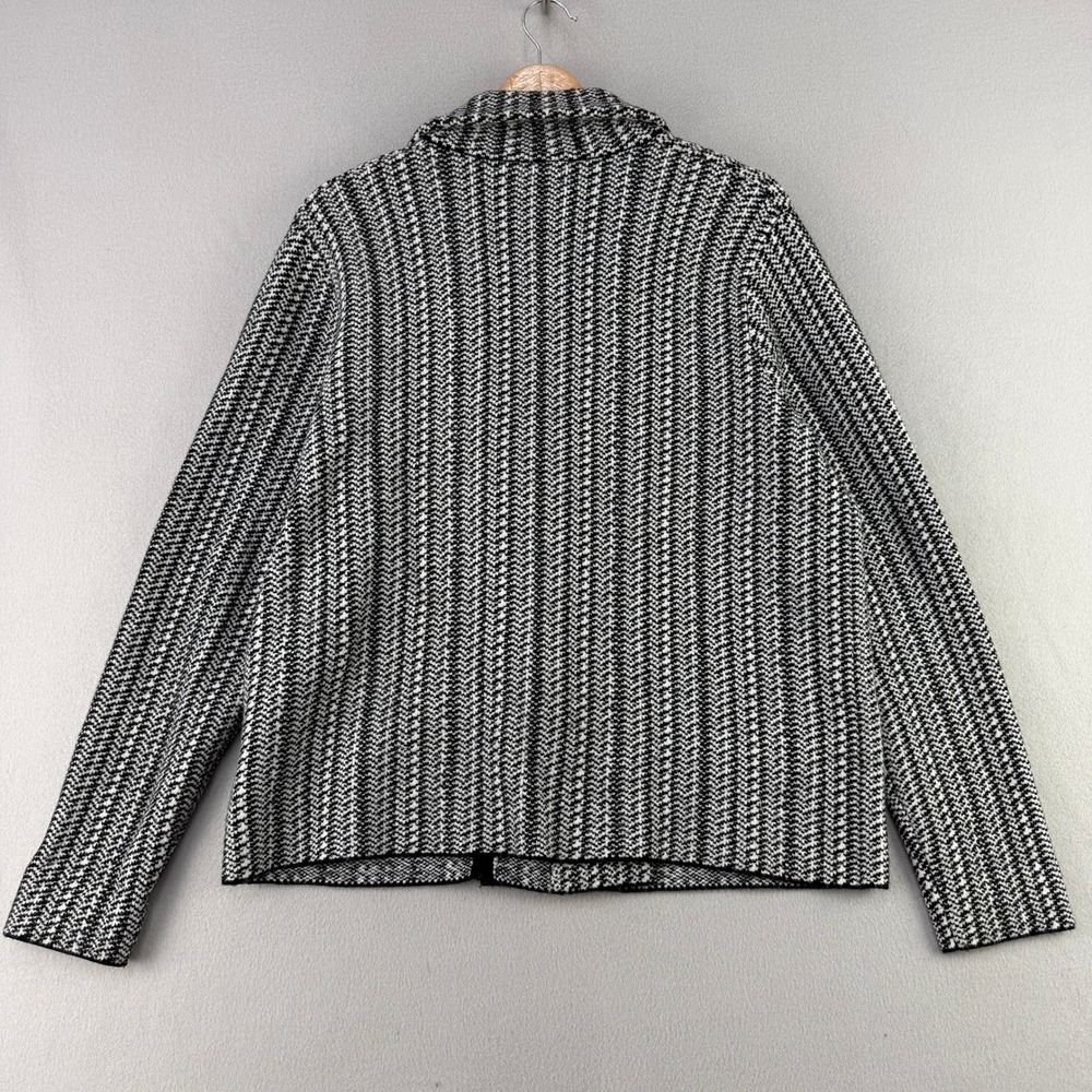 Rachel Zoe Knit Blazer Women XL Black White Herringbone Cardigan Jacket Office - Picture 3 of 9